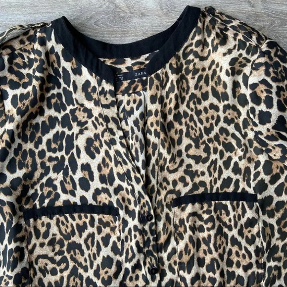 Zara Leopard Print Button Down Blouse - Picture 6 of 16